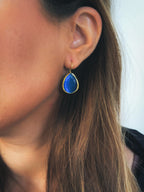 Pendiente gota cristal zafiro