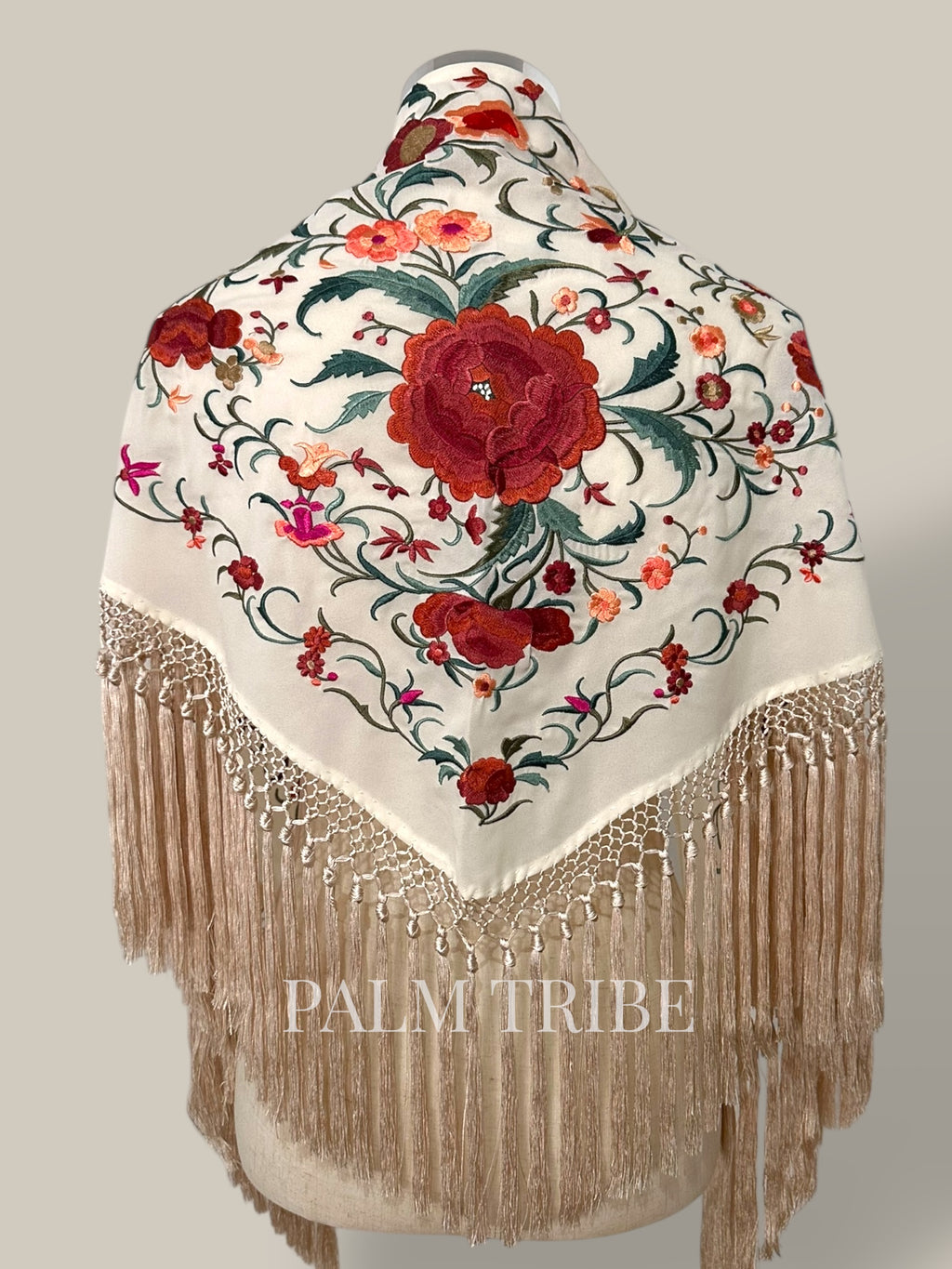 Mantoncillo Jaleo Blanco roto con rosados