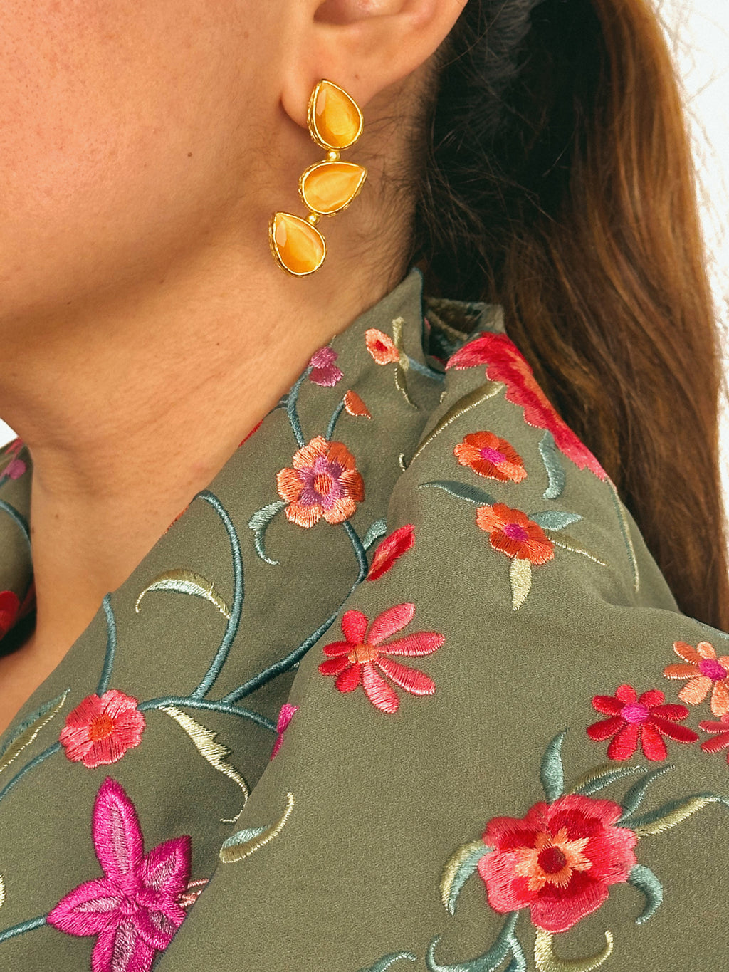 Pendientes Trío Piedra Mandarina