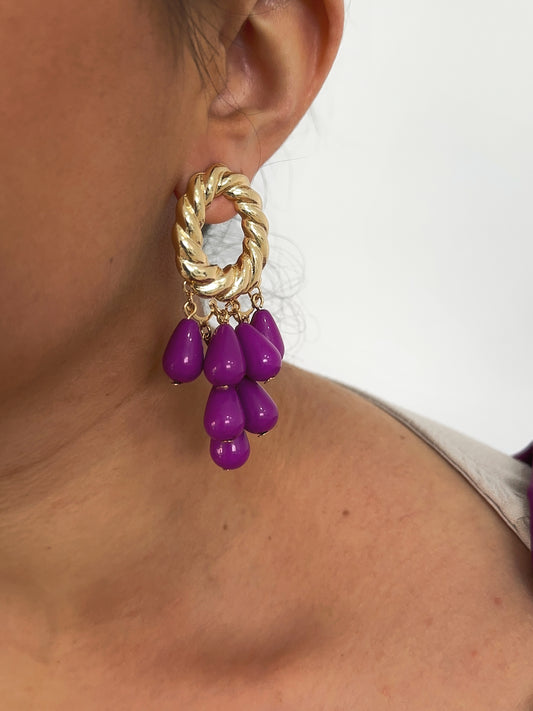 Pendientes cascada morado