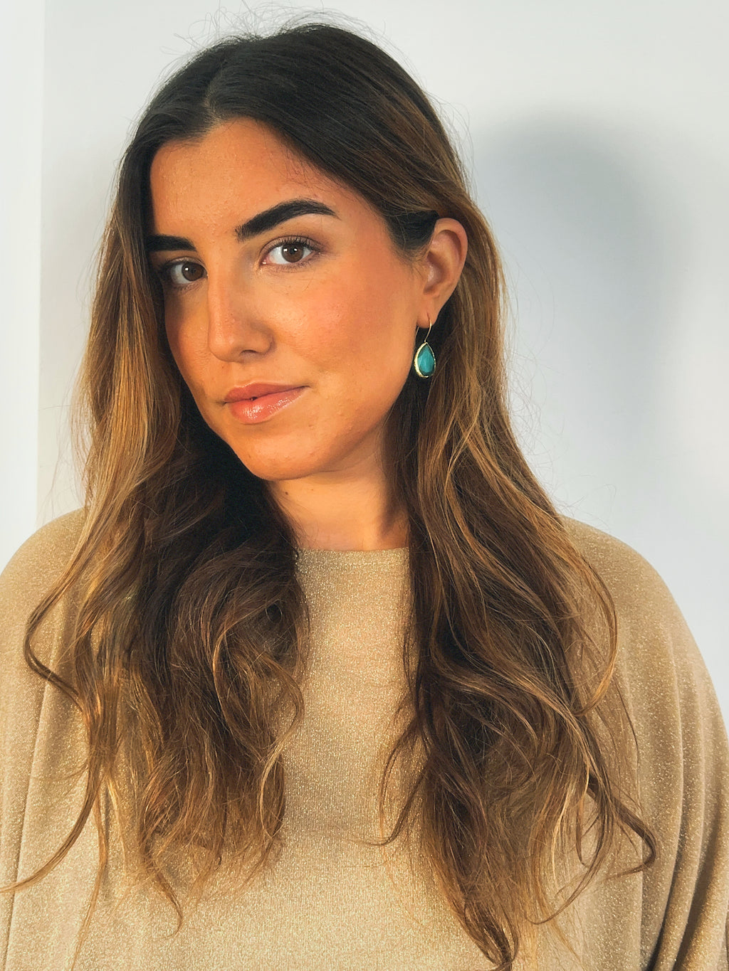 Pendiente gota cristal azul claro