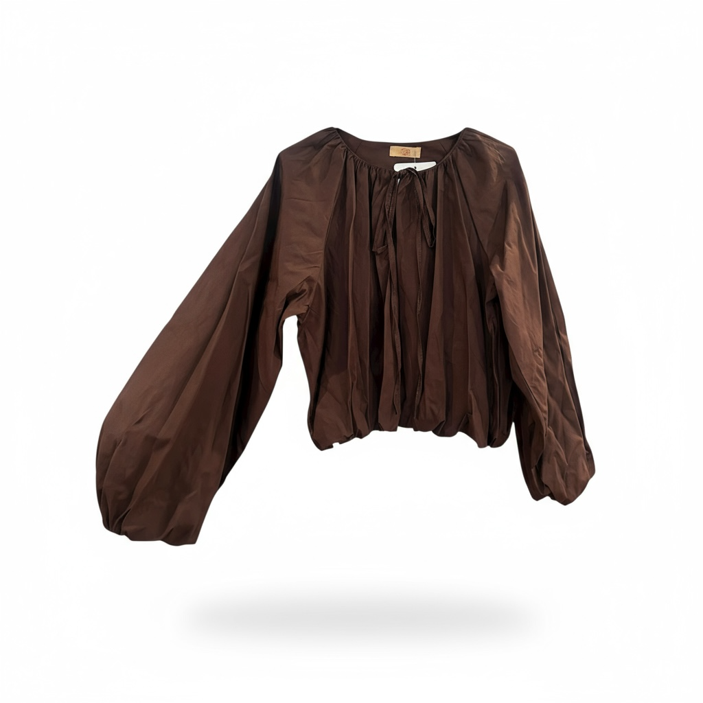 Blusa Abullonada Marrón
