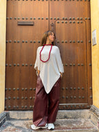 Pantalón polipiel bajo ajustable