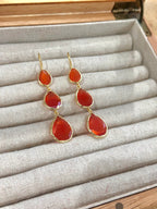 Pendientes lágrima triple naranja