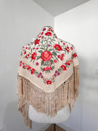 Mantoncillo Clavelines Blanco roto con pastel