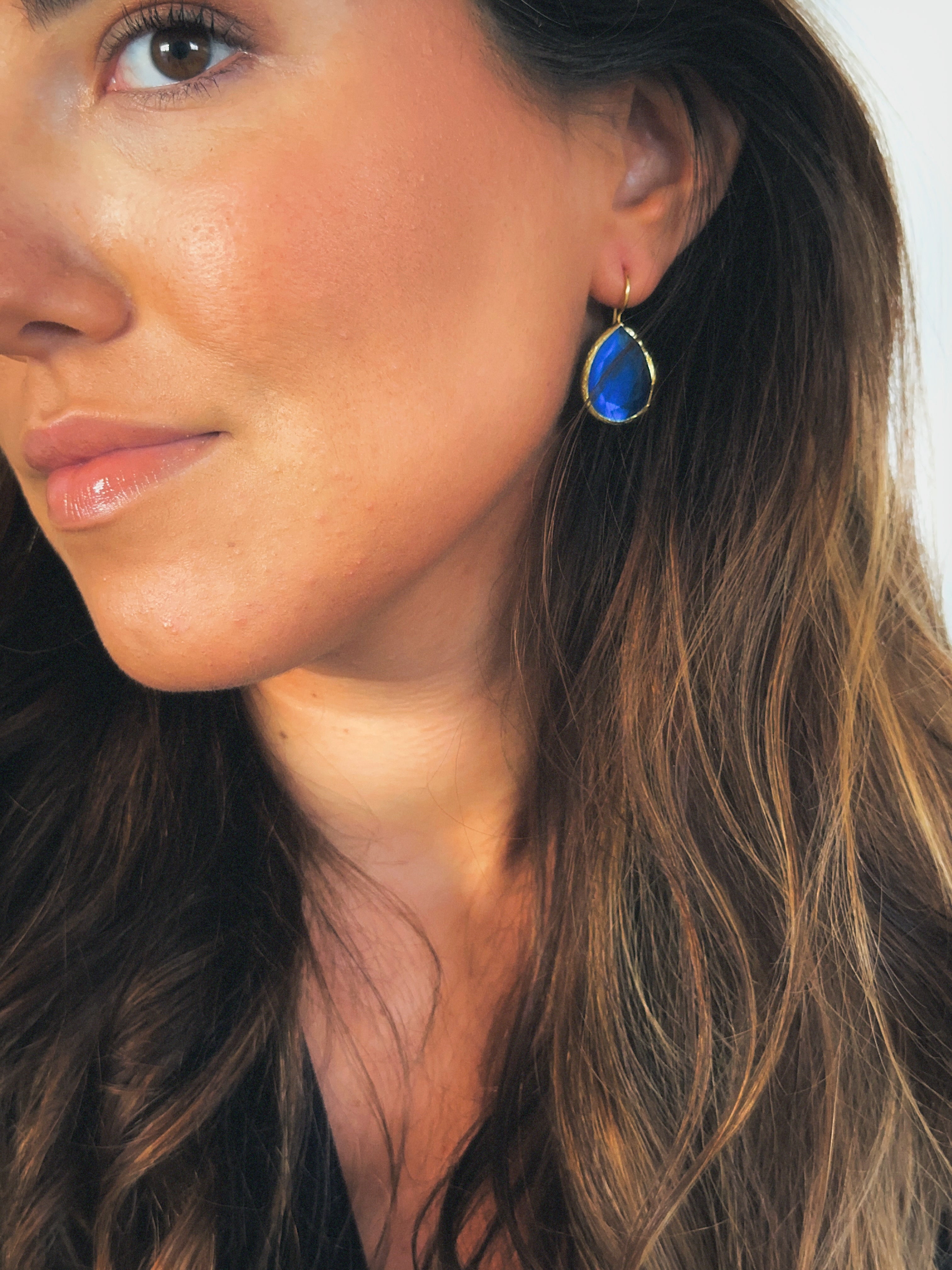 Pendiente gota cristal zafiro