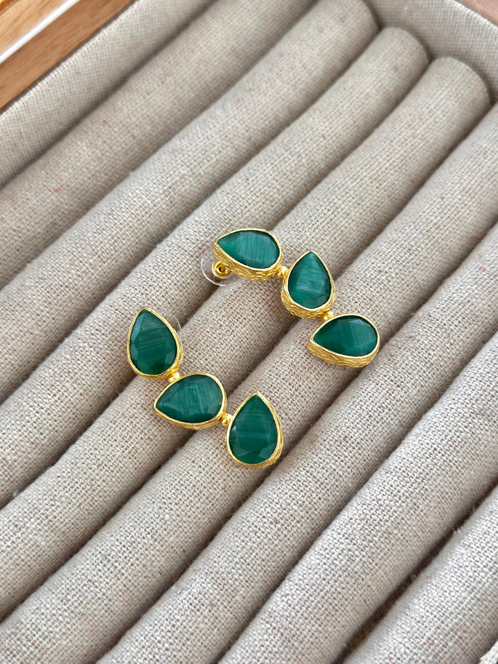 Pendientes Trío Piedra Esmeralda