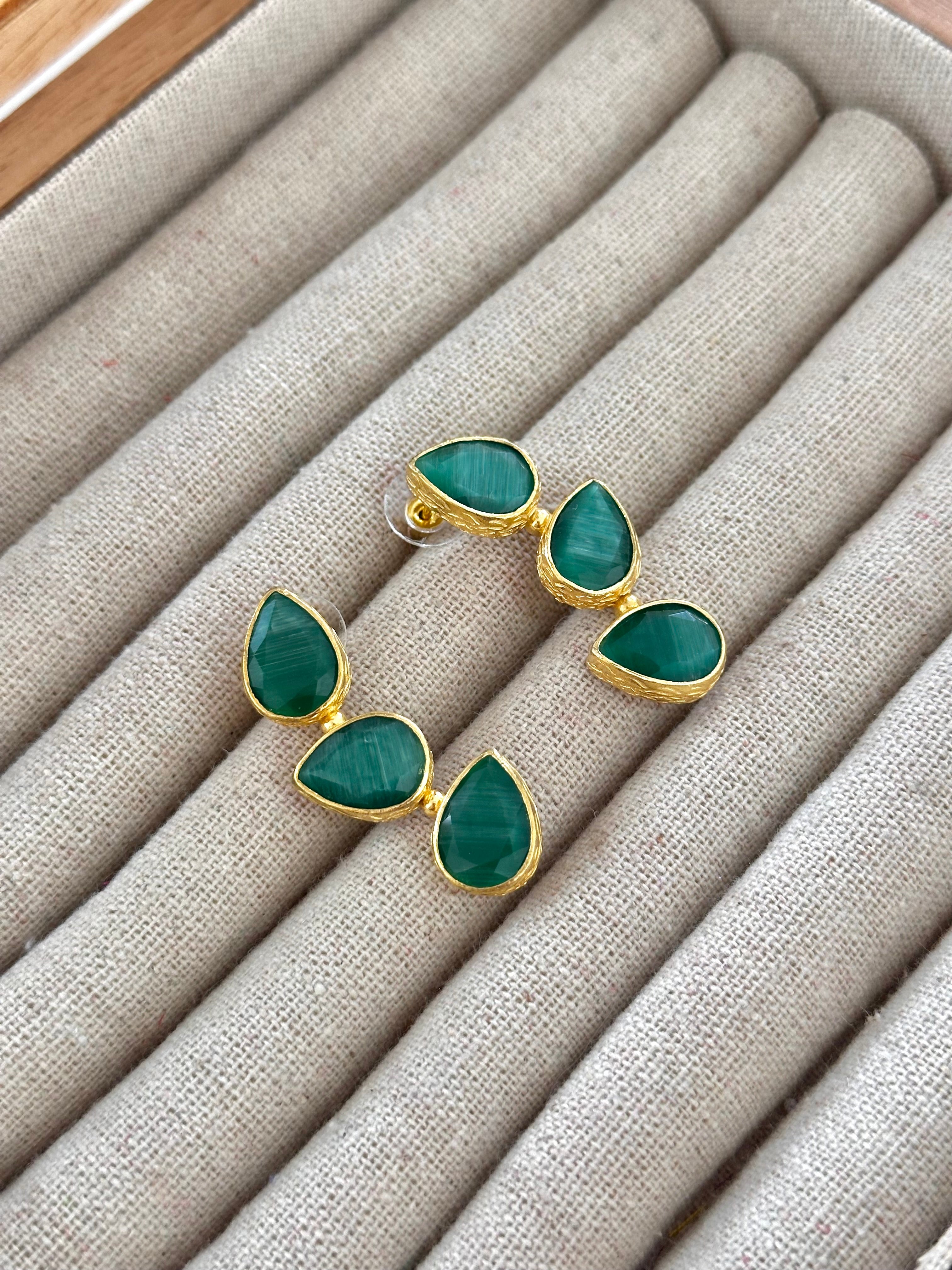 Pendientes Trío Piedra Esmeralda