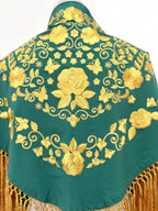 Mantoncillo Fantasía Verde Botella bordado en dorado