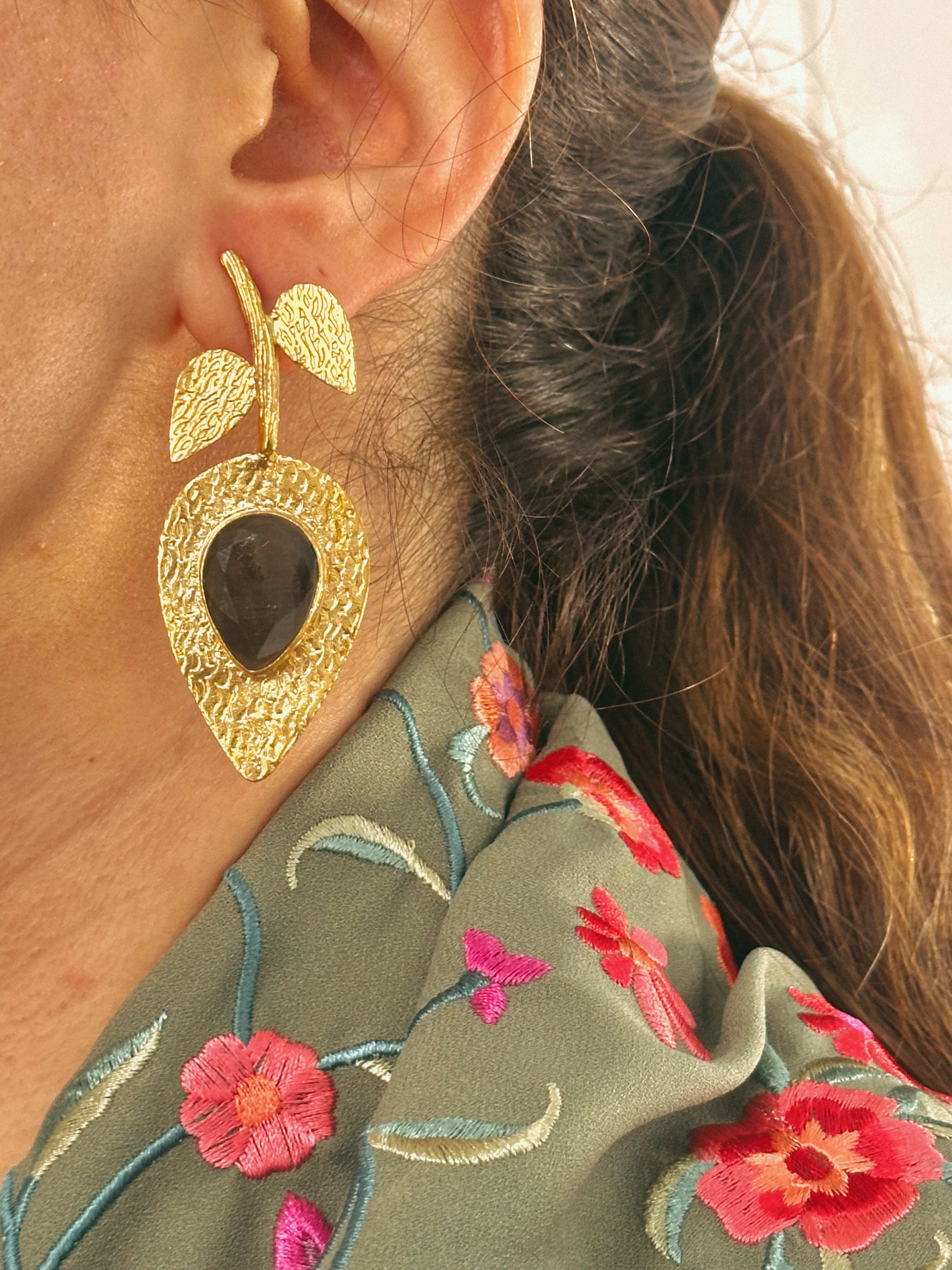 Pendientes Palma Negro