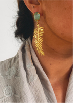 Pendientes hojas cristal verde turquesa