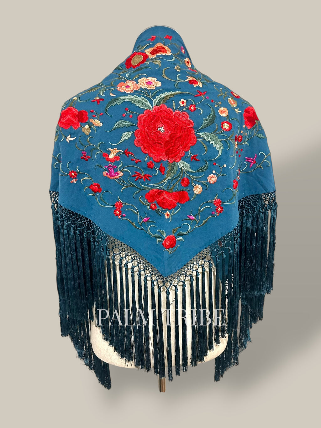 Mantoncillo Jaleo Azul Ducado con rojo