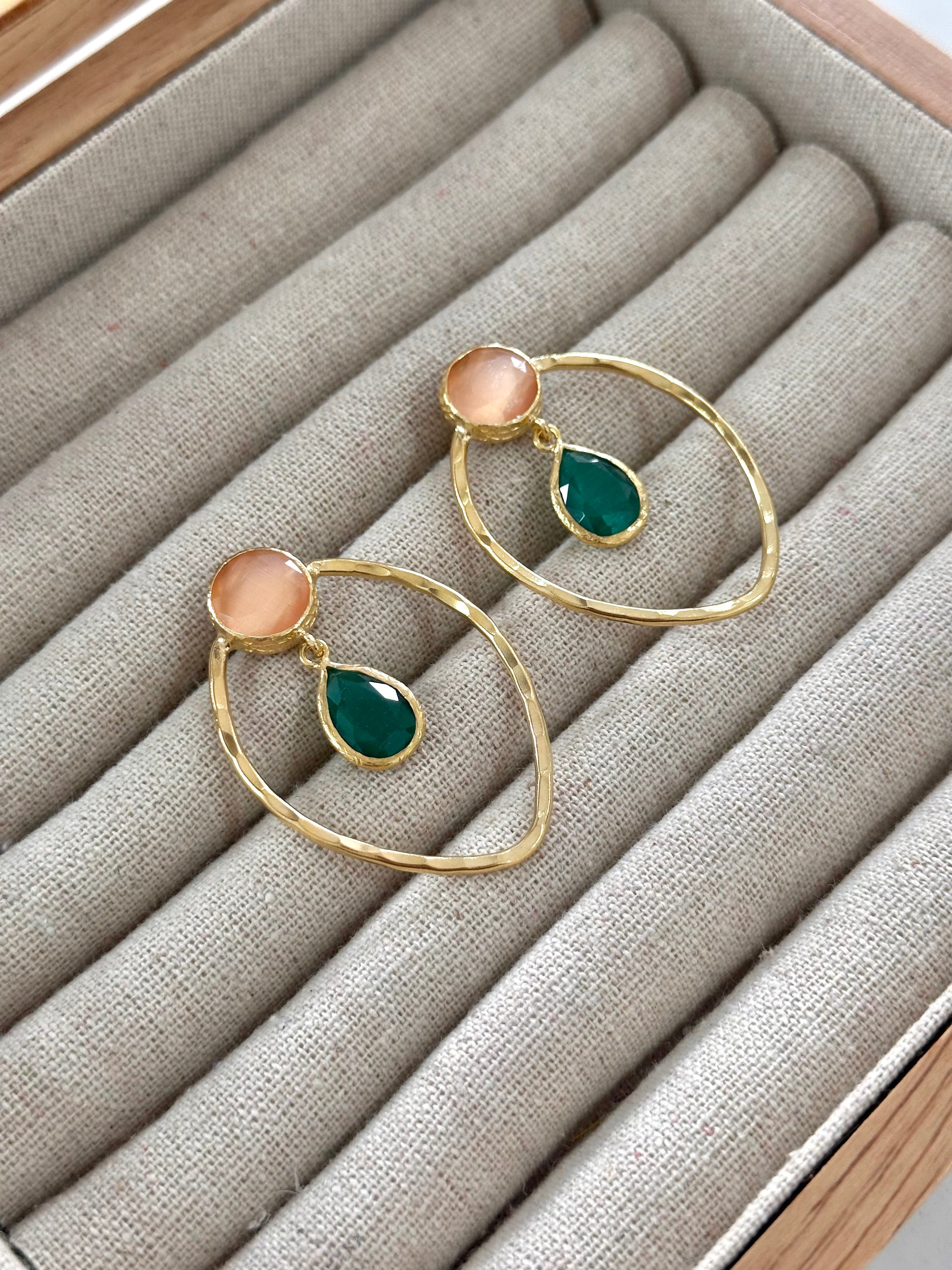 Pendientes Matilda Salmón y Verde