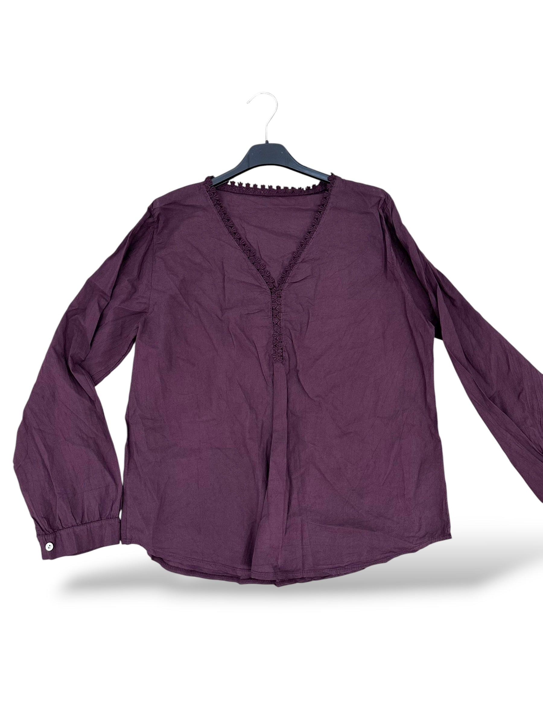 Blusa detalle básica berenjena