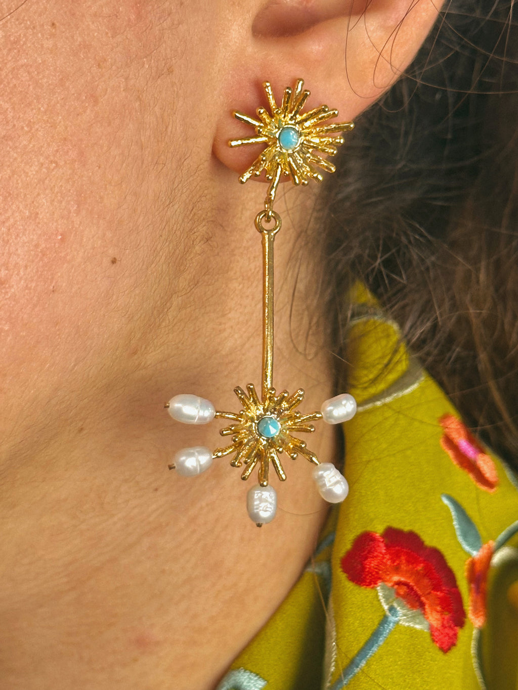 Pendientes Stella Turquesa y Perla