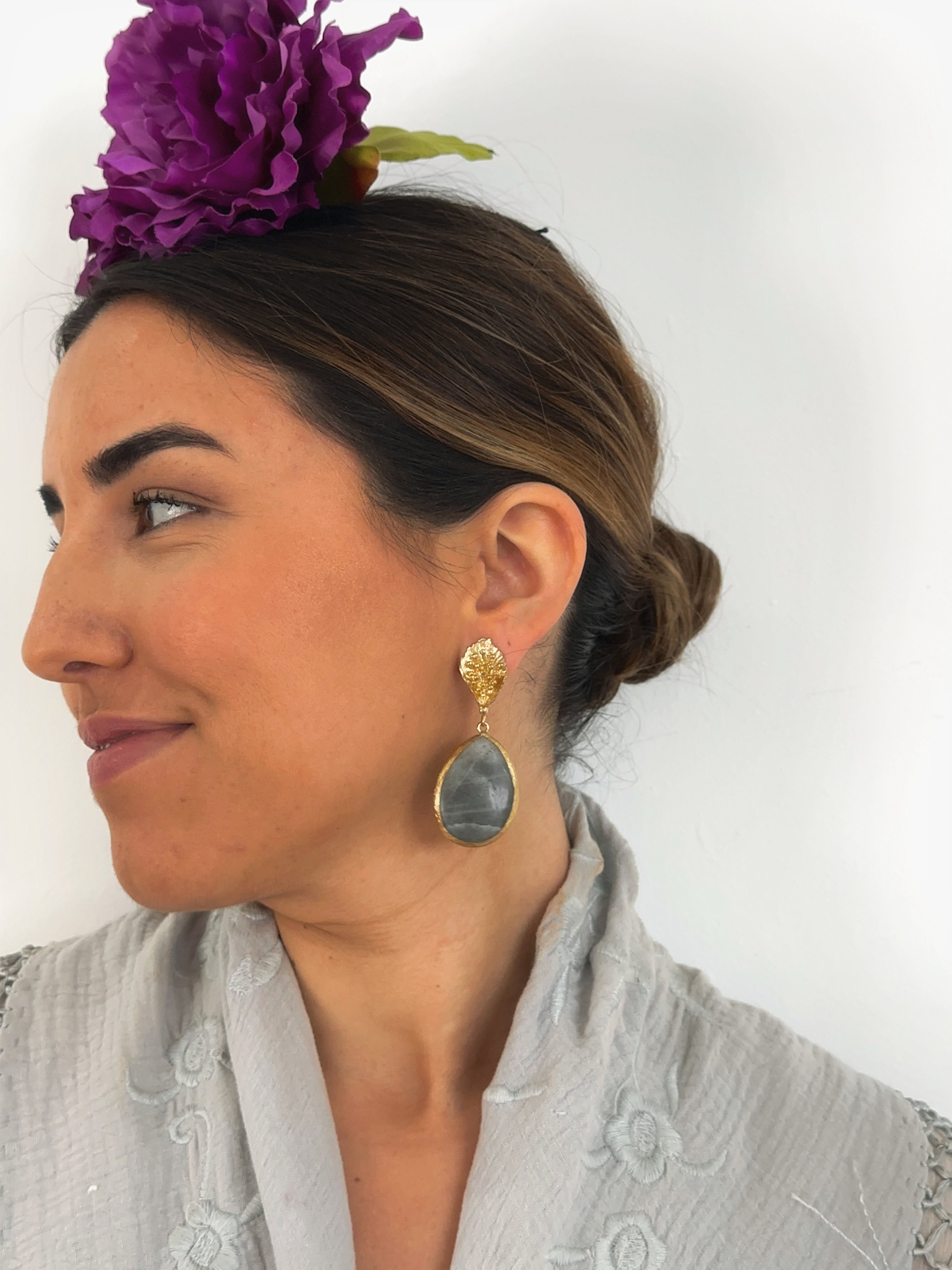 Pendientes Pepa Piedra Natural gris