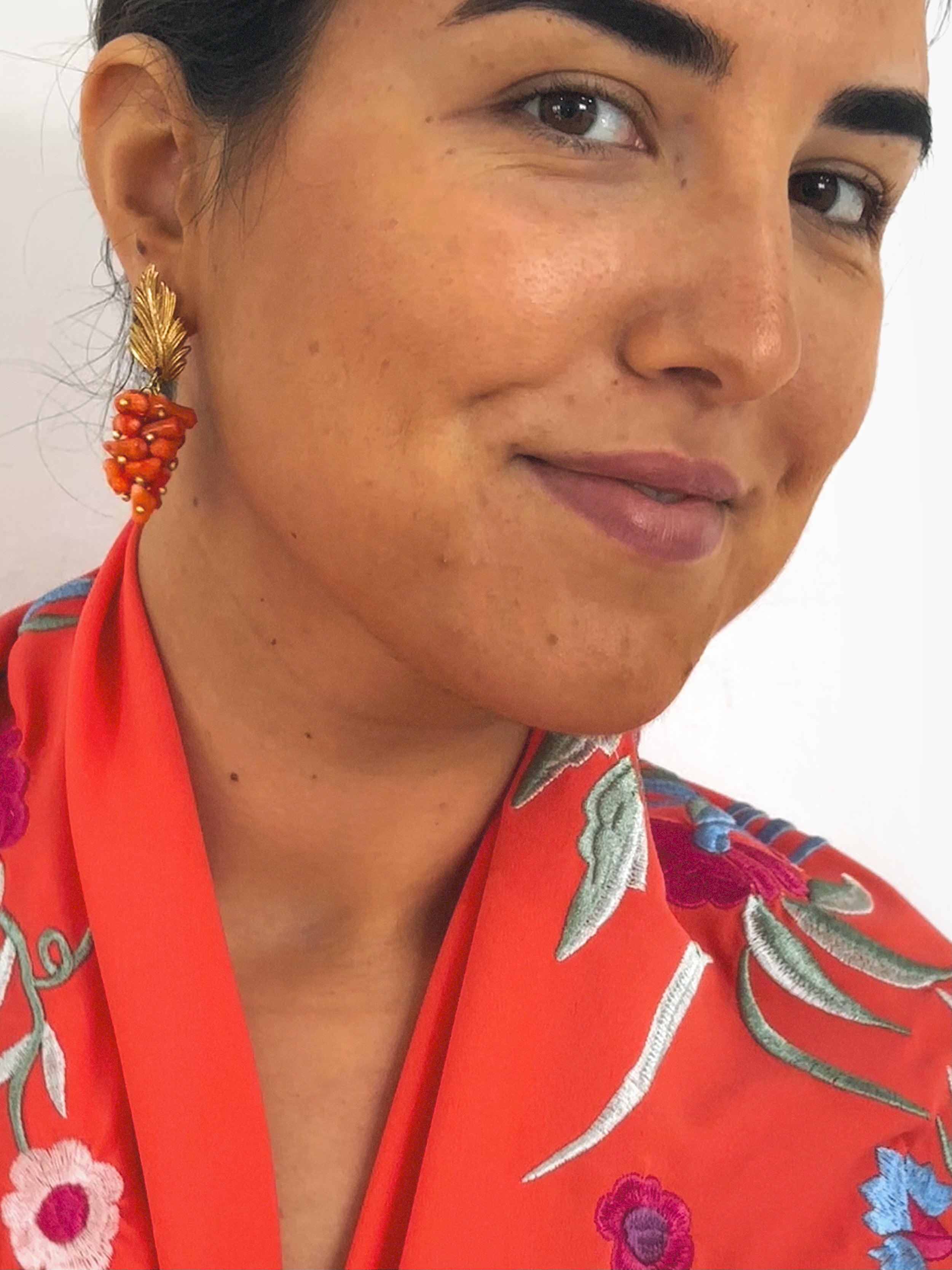 Pendientes Pluma Corales