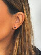 Pendiente botón cristal negro