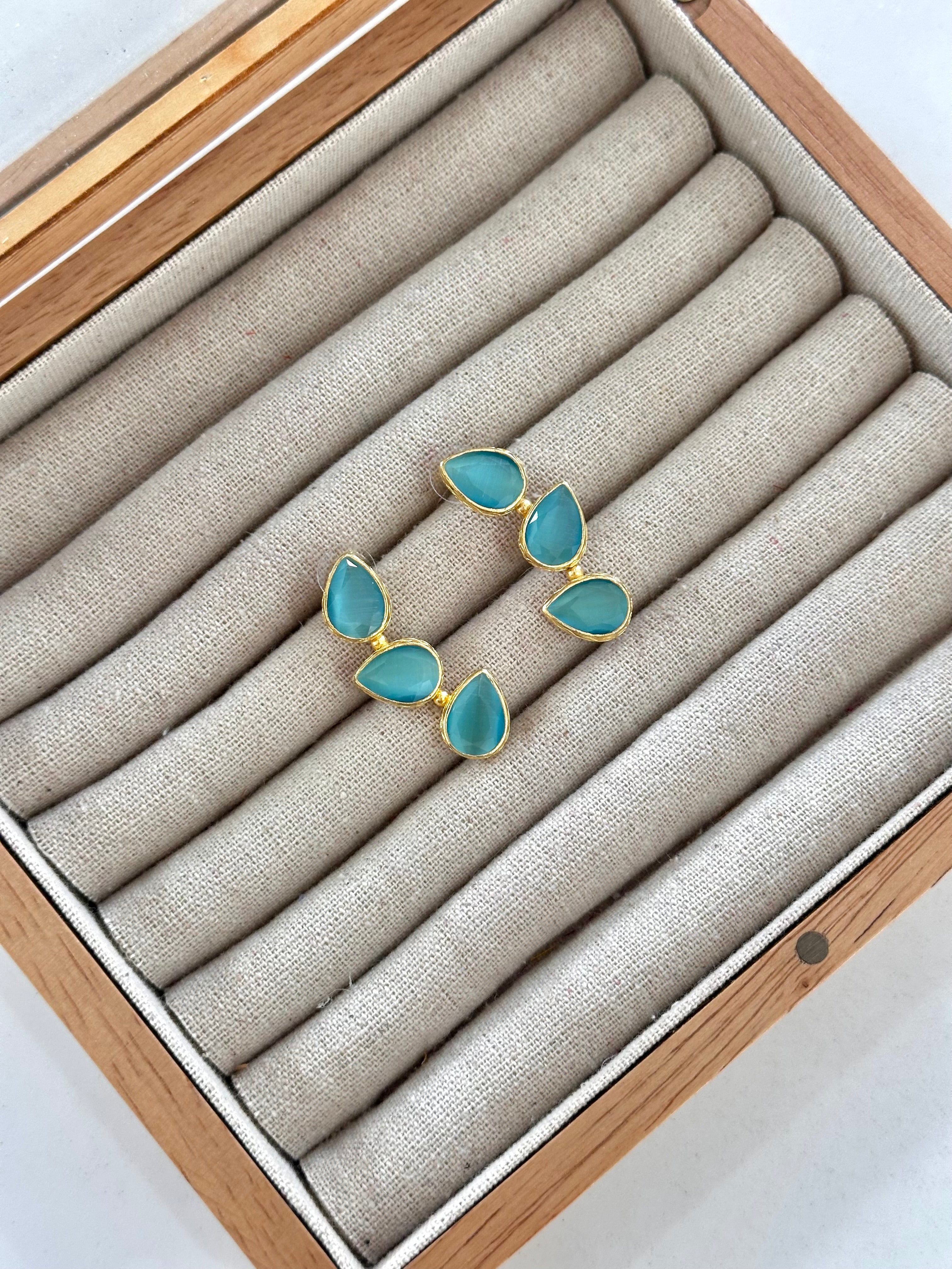 Pendientes Trío Piedra Turquesa