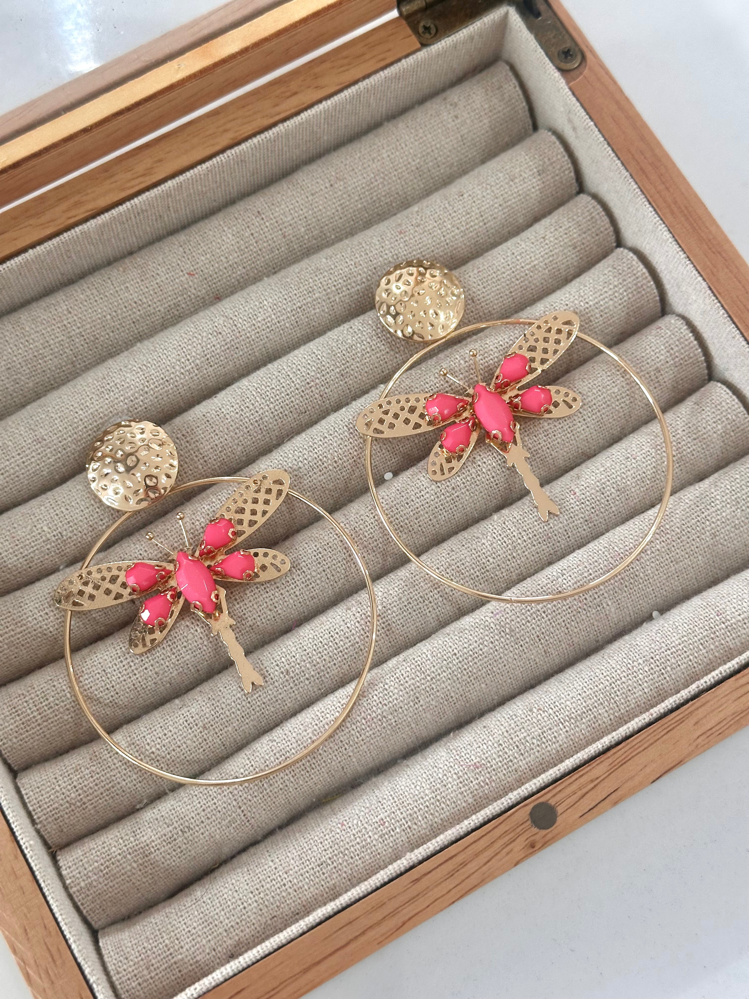 Pendientes Libélula Coral
