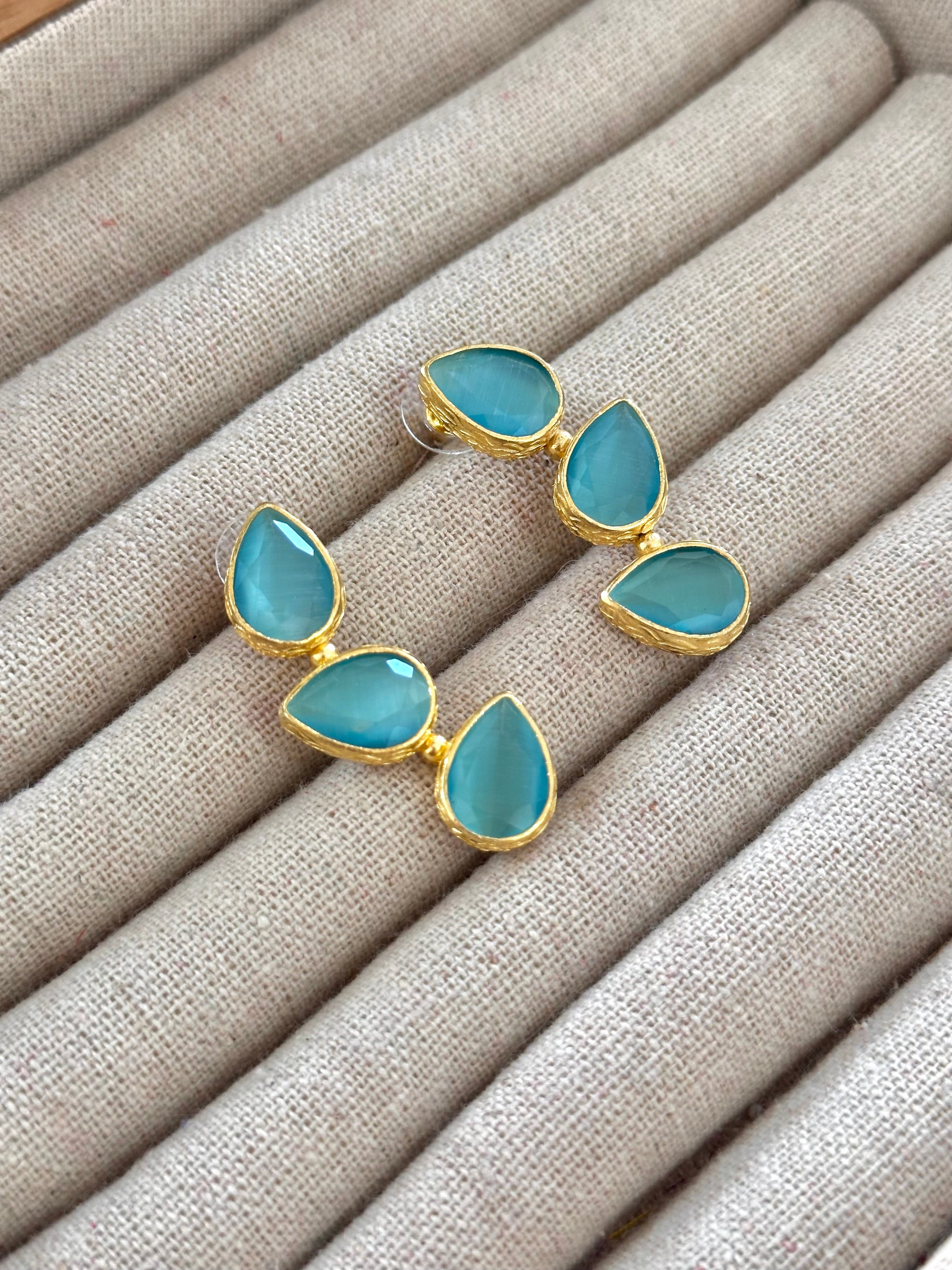Pendientes Trío Piedra Turquesa