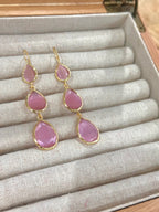 Pendientes Lágrima Triple rosa