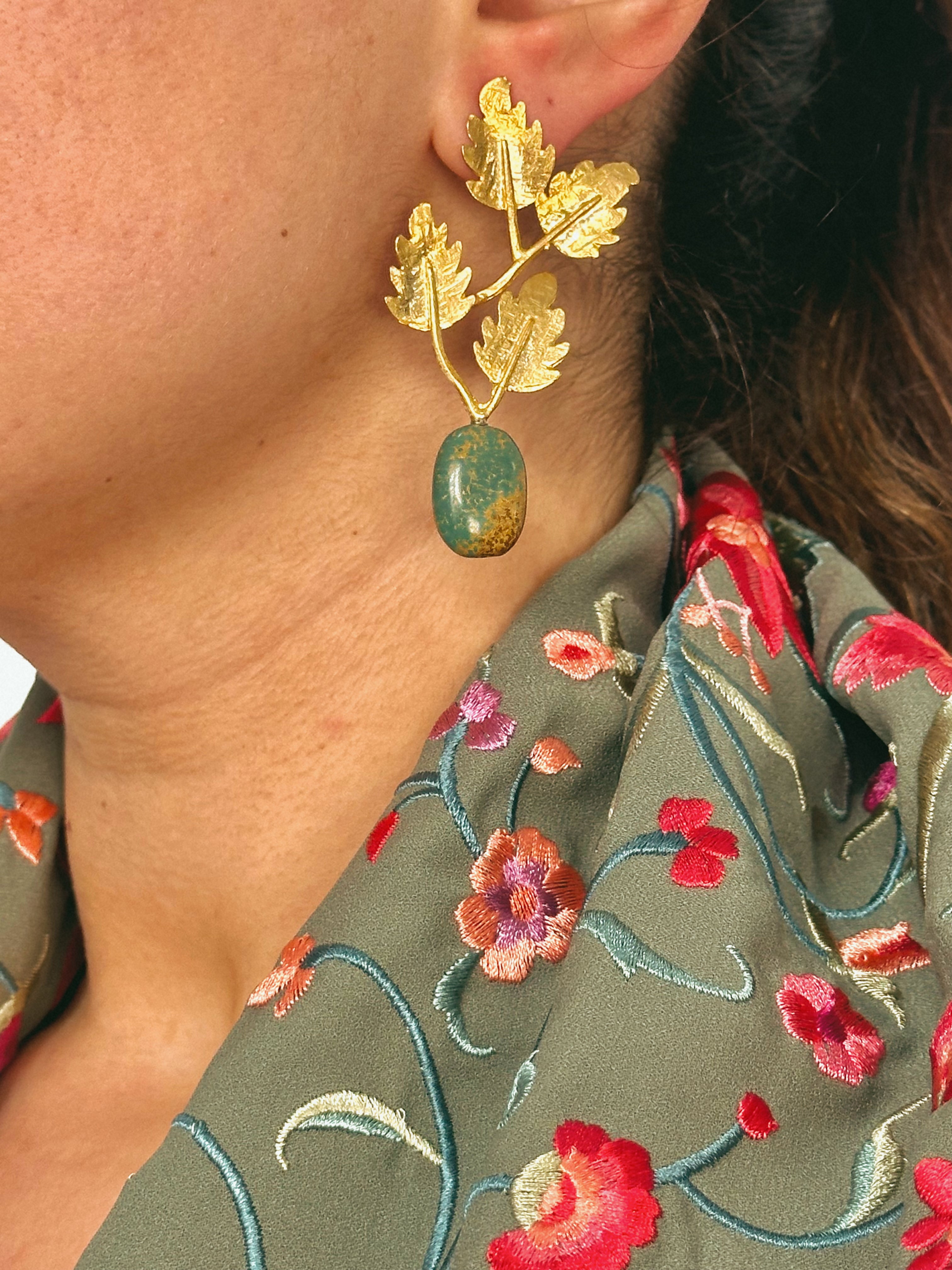 Pendientes Hoja Poedra fría