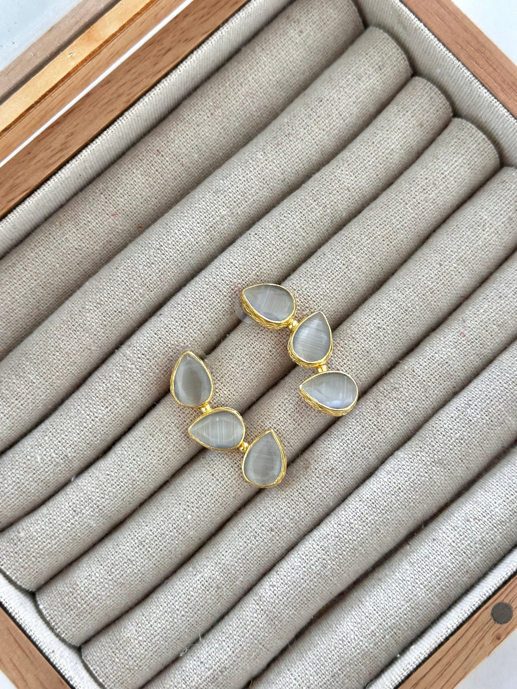 Pendientes Trío Piedra Blanco