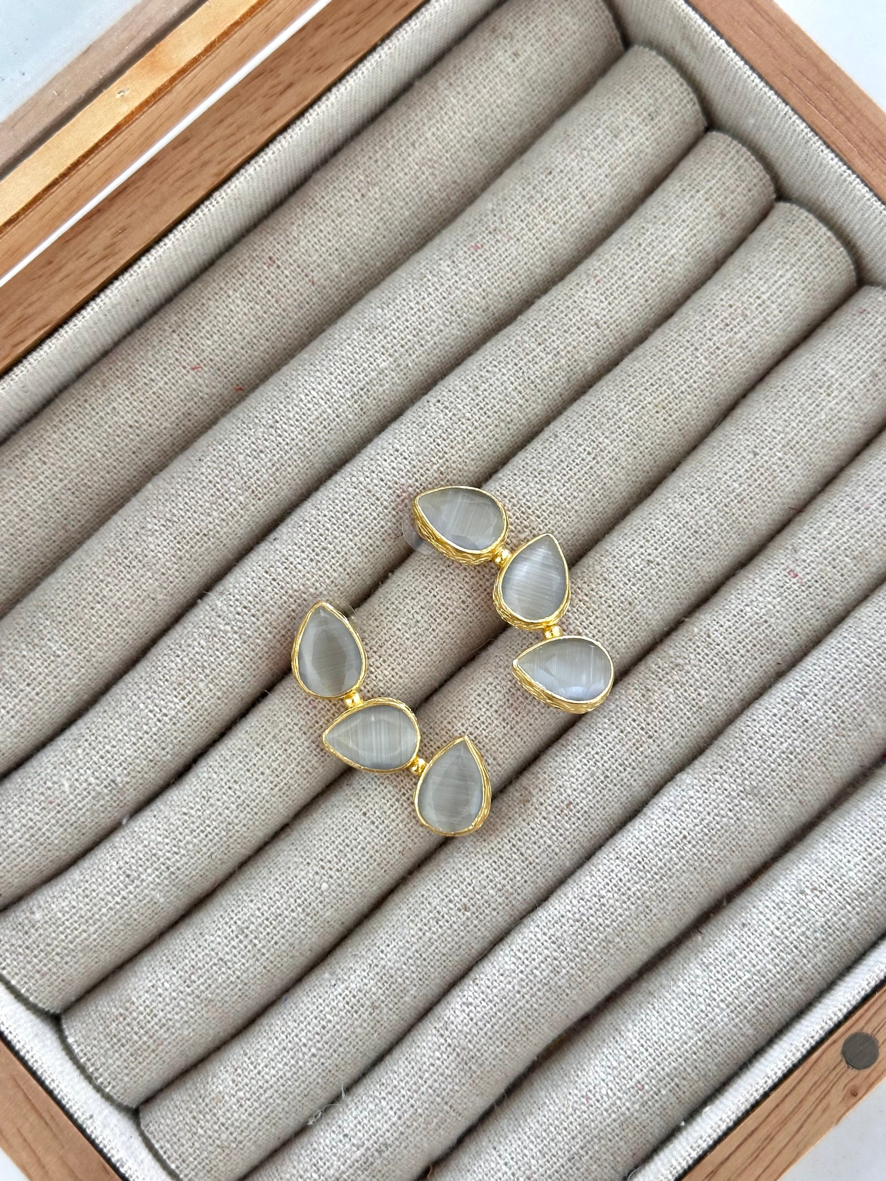 Pendientes Trío Piedra Blanco