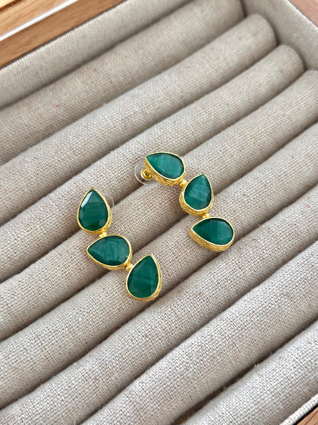 Pendientes Trío Piedra Esmeralda