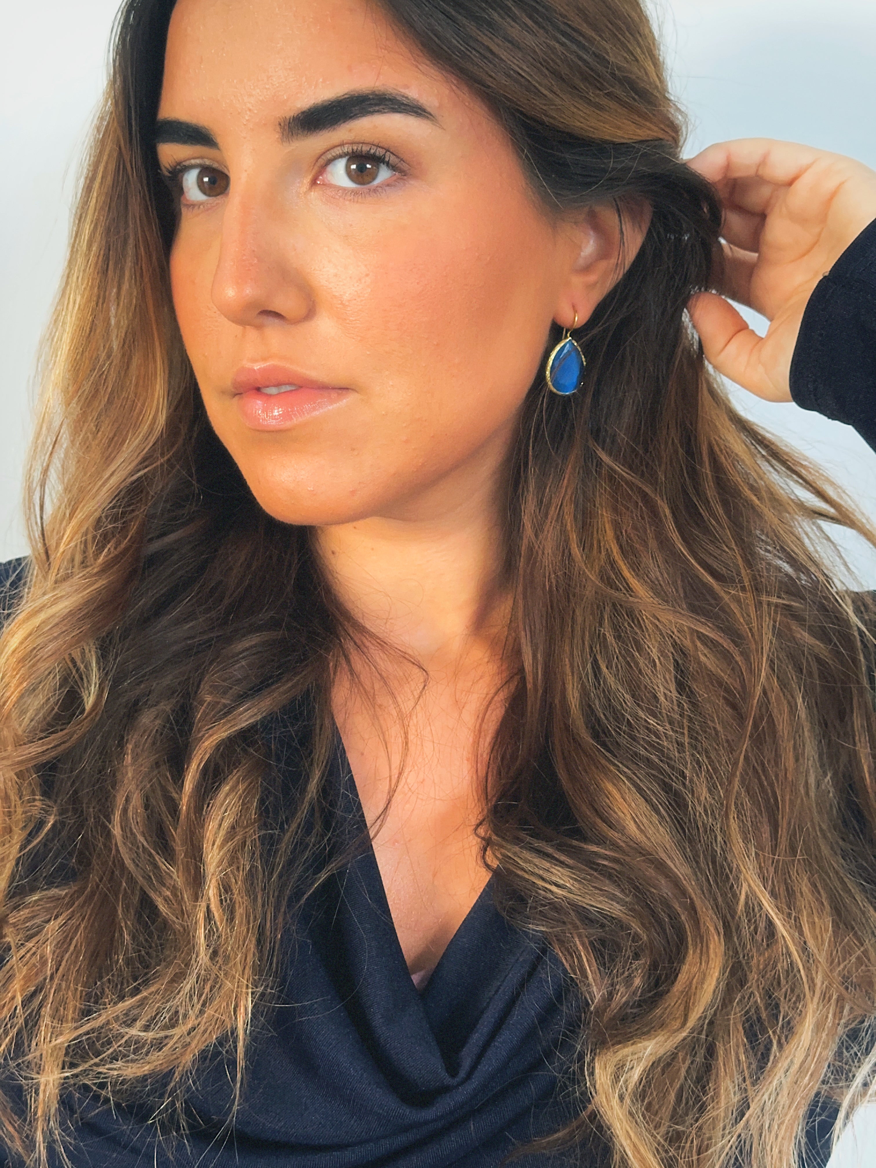 Pendiente gota cristal zafiro