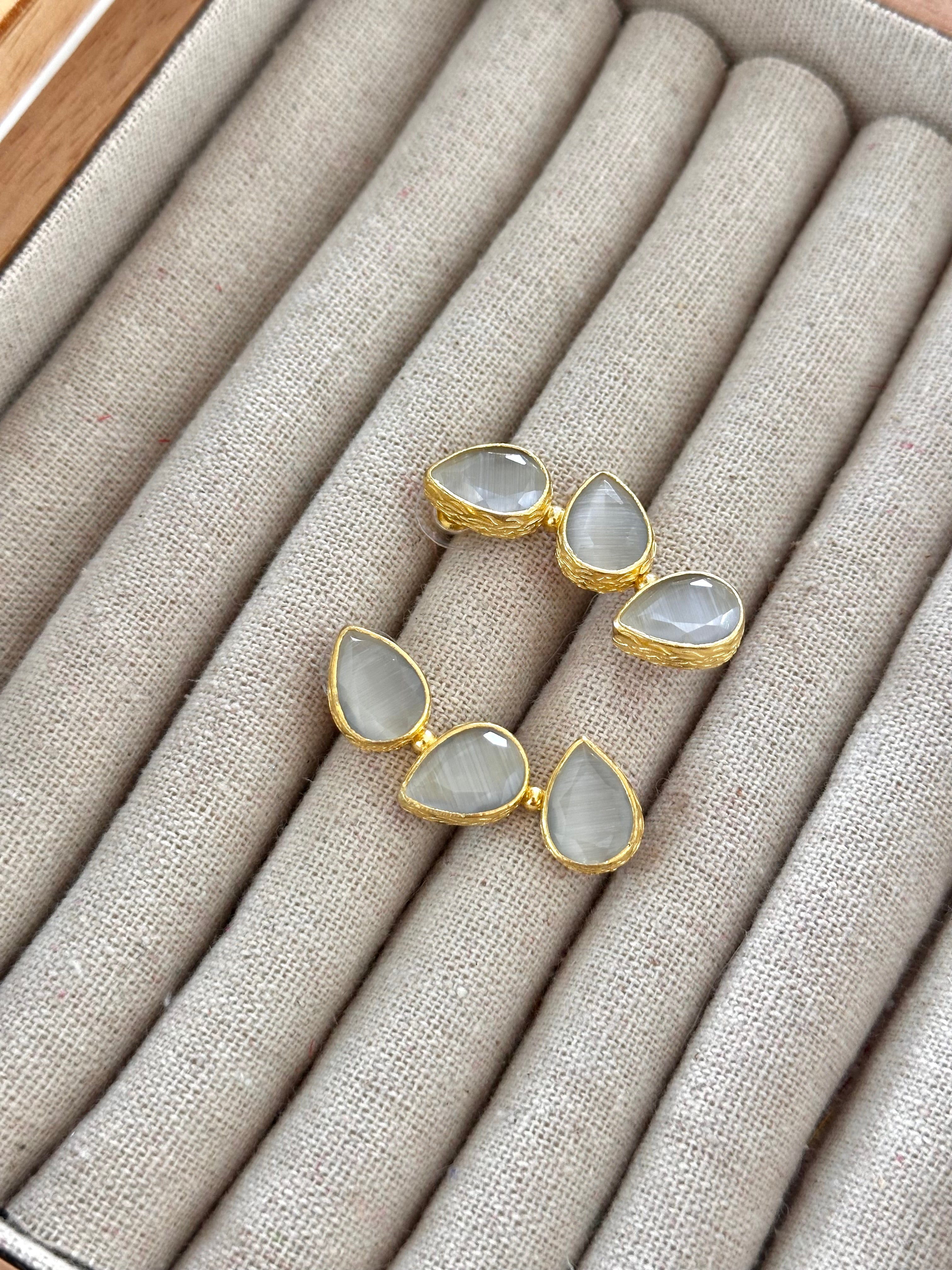 Pendientes Trío Piedra Blanco