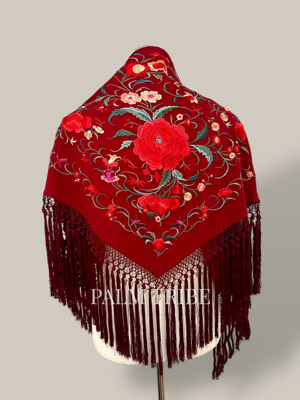 Mantoncillo Jaleo Burdeos con rojo