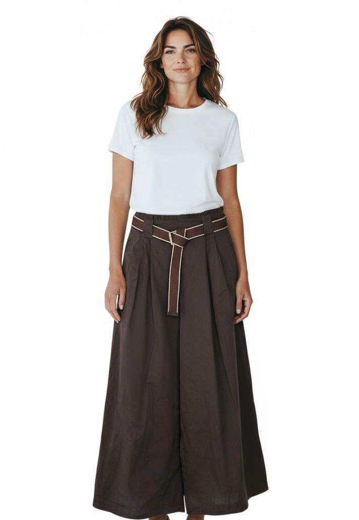 Pantalón wide leg cinturón