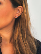 Pendiente botón cristal celeste