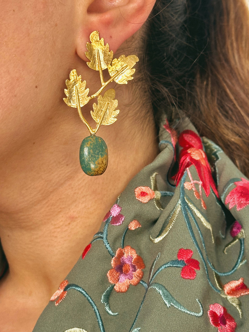 Pendientes Hoja Poedra fría