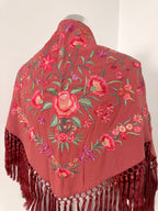 Mantoncillo Clavelines Salmón bordado pastel