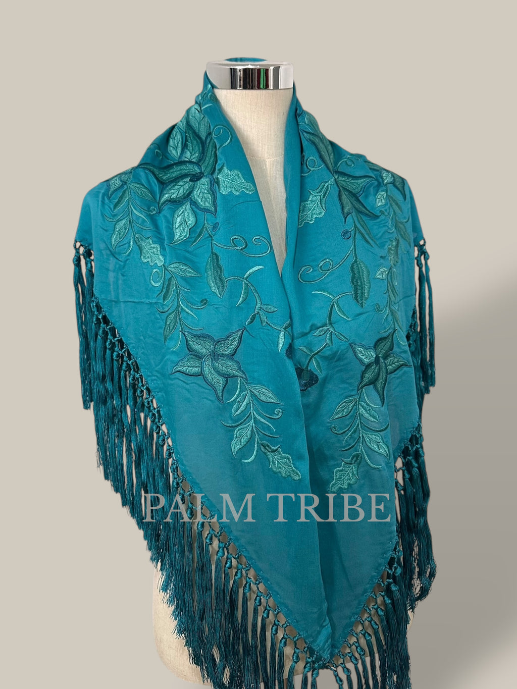 Mantoncillo Lirio Turquesa 100% seda