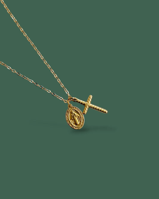 Collar Milagrosa y Cruz