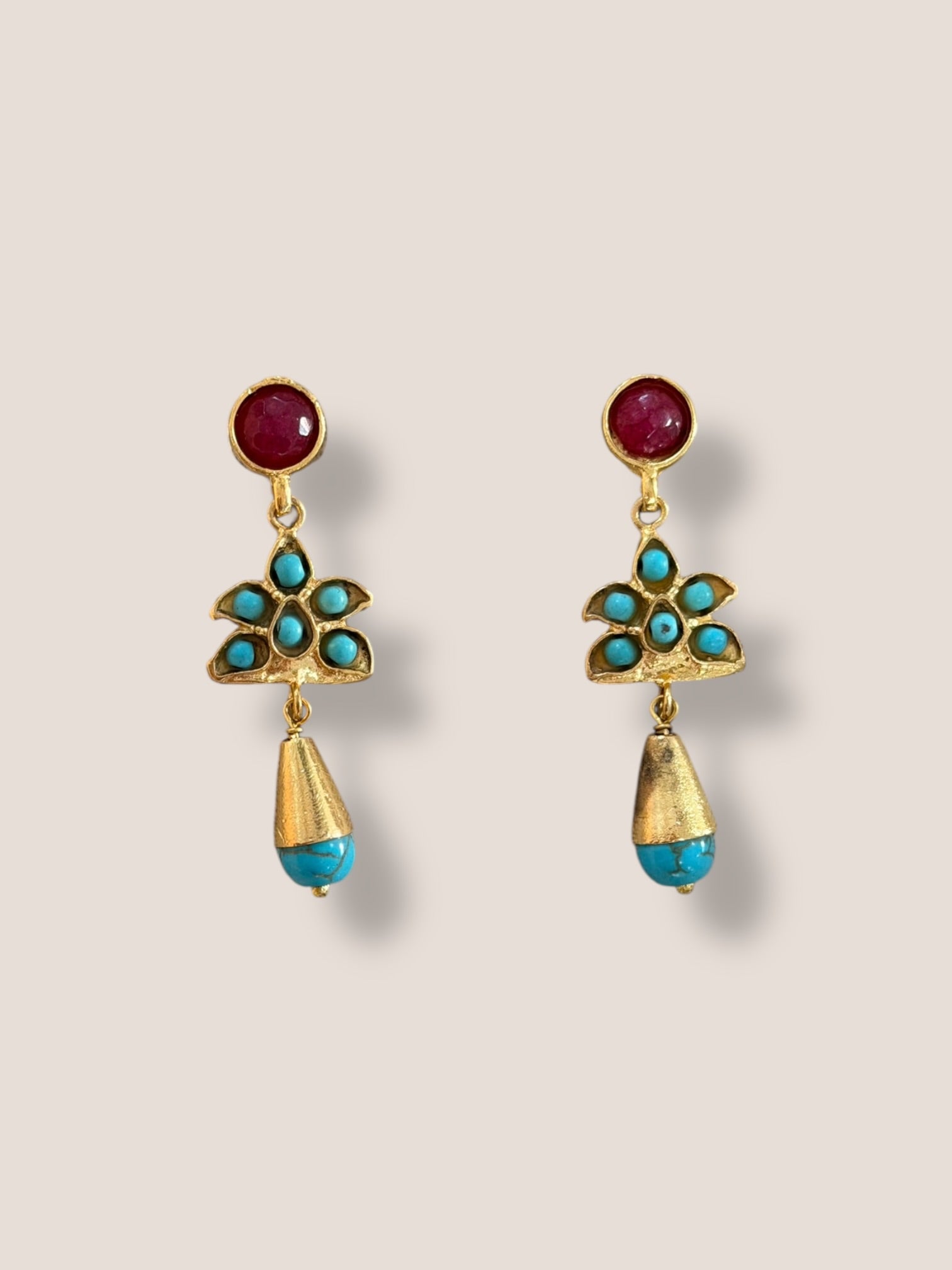 Pendientes Casilda turquesa y rojo