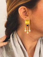 Pendientes Marquesa Dorado y Azul Marino