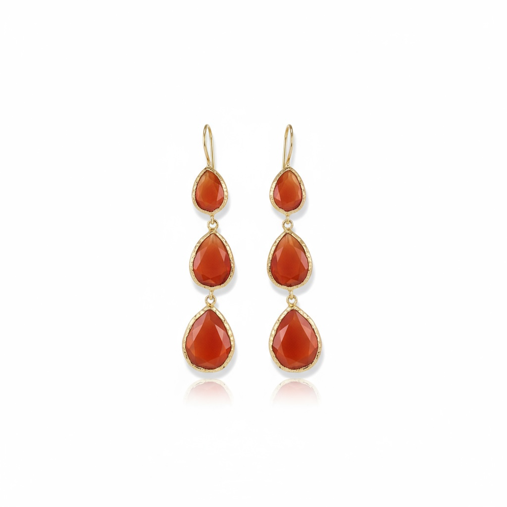 Pendientes lágrima triple naranja