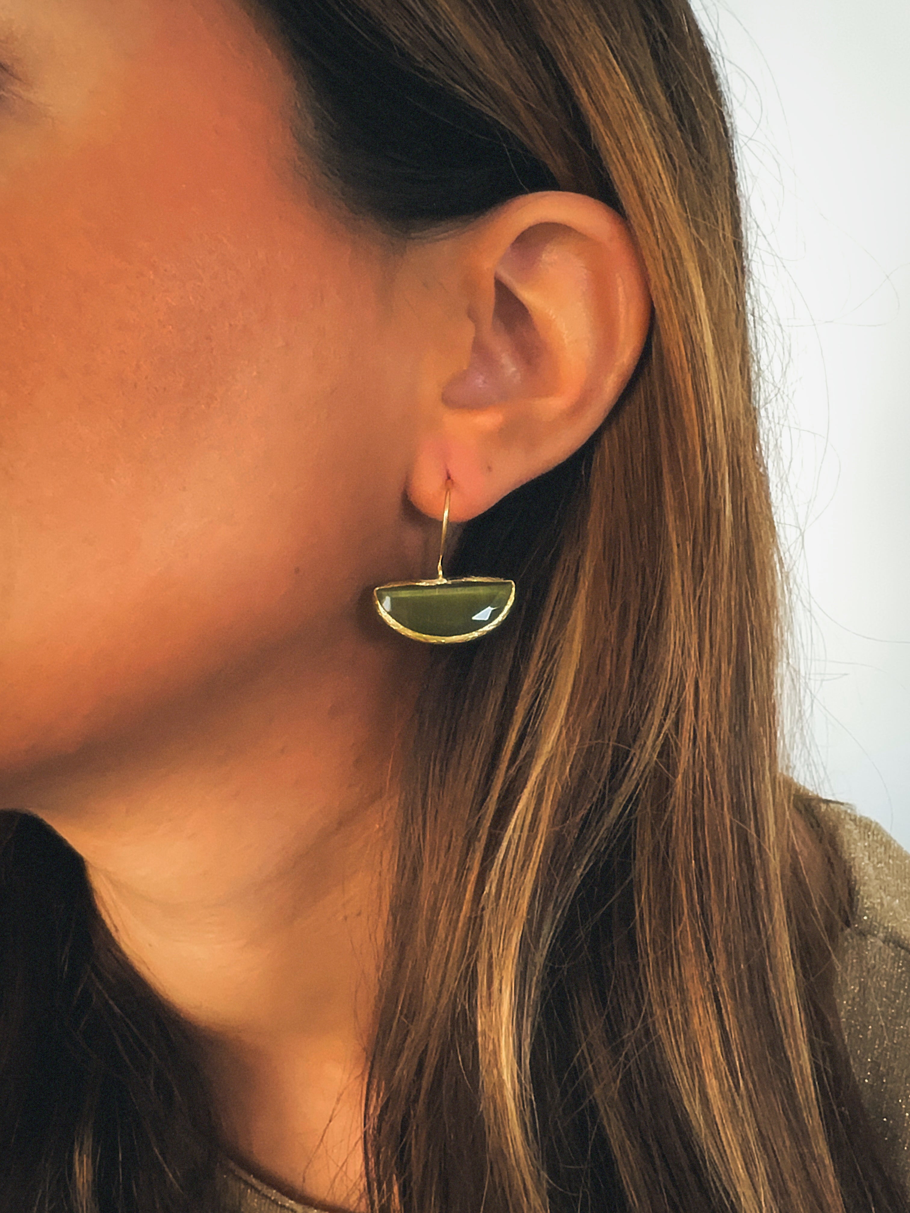 Pendiente abanico cristal verde