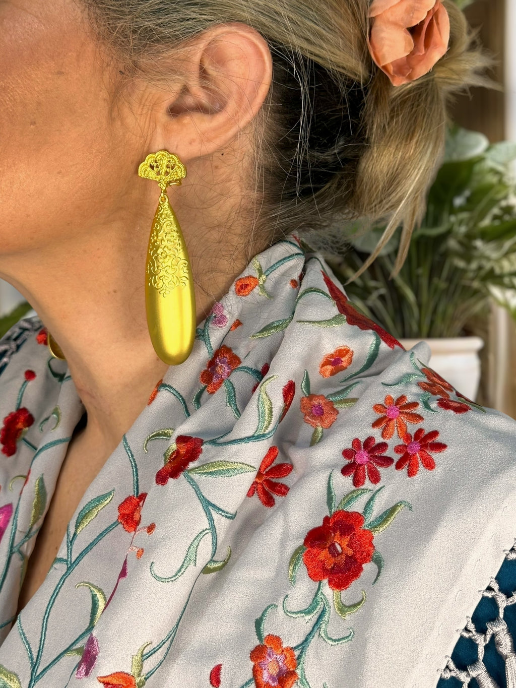 Pendientes Lágrima Abanico Mate