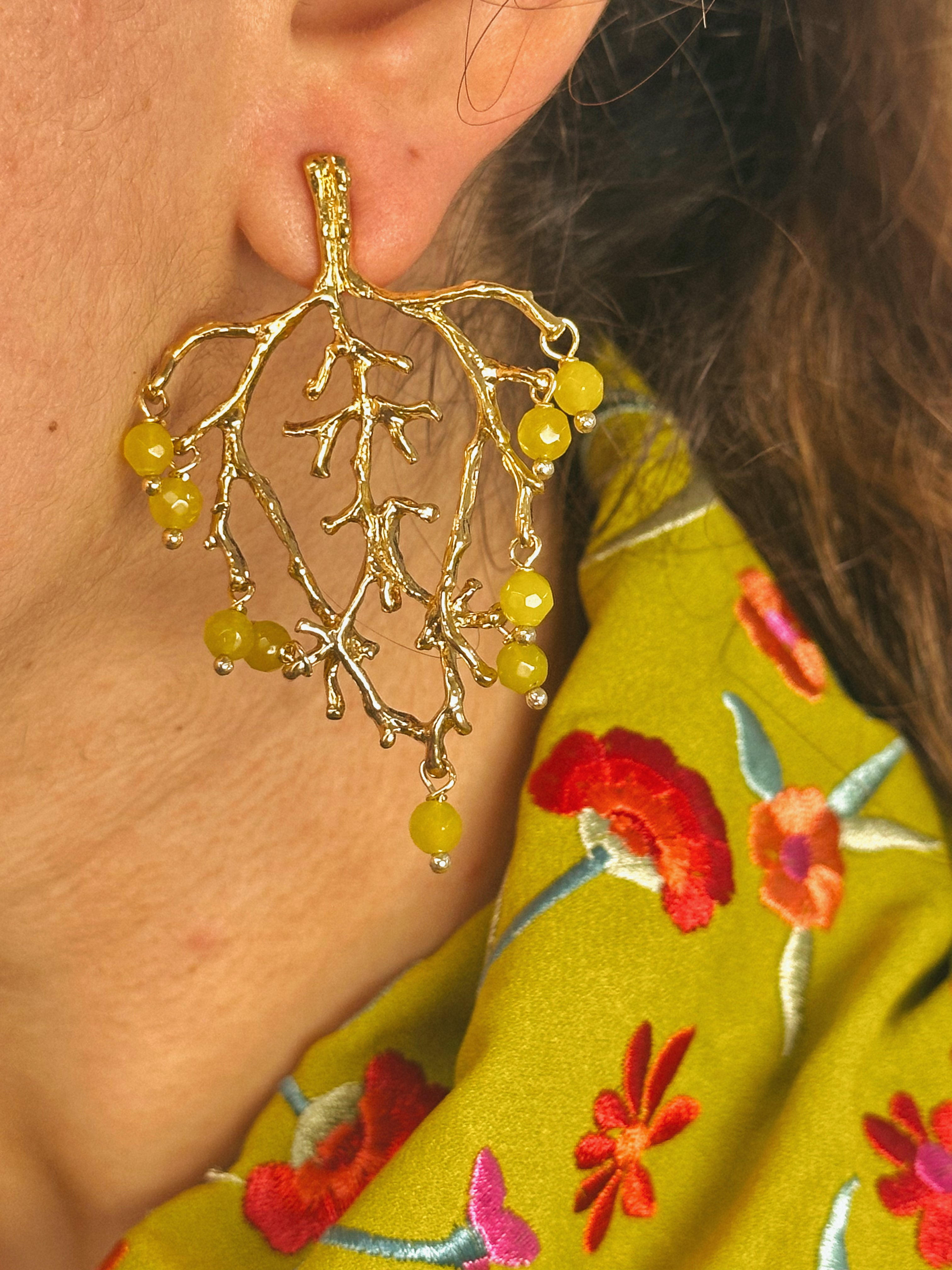 Pendientes Rama Verde Olivo