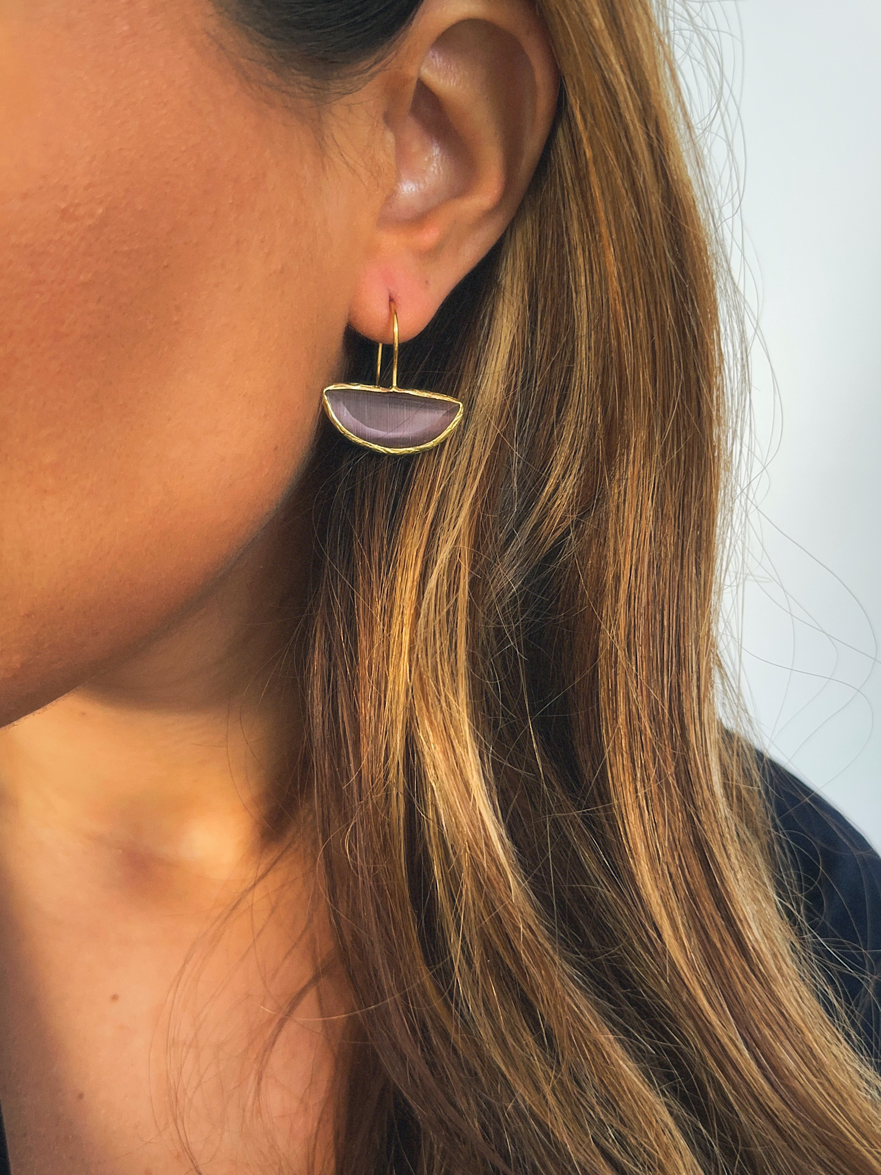 Pendiente abanico cristal malva