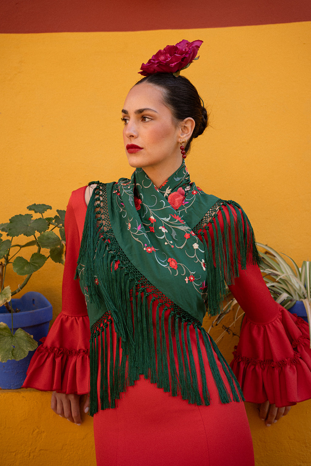 Mantoncillo Jaleo Verde Oscuro con rojo