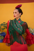 Mantoncillo Jaleo Verde Oscuro con rojo