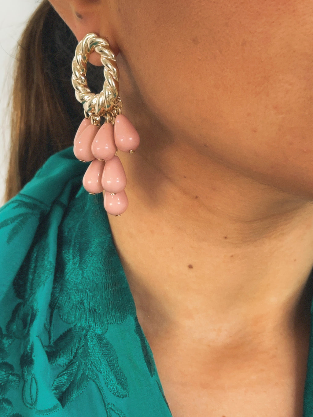 Pendientes Cascada Rosa Palo