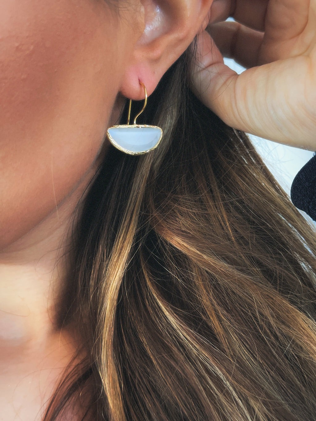 Pendiente abanico cristal blanco